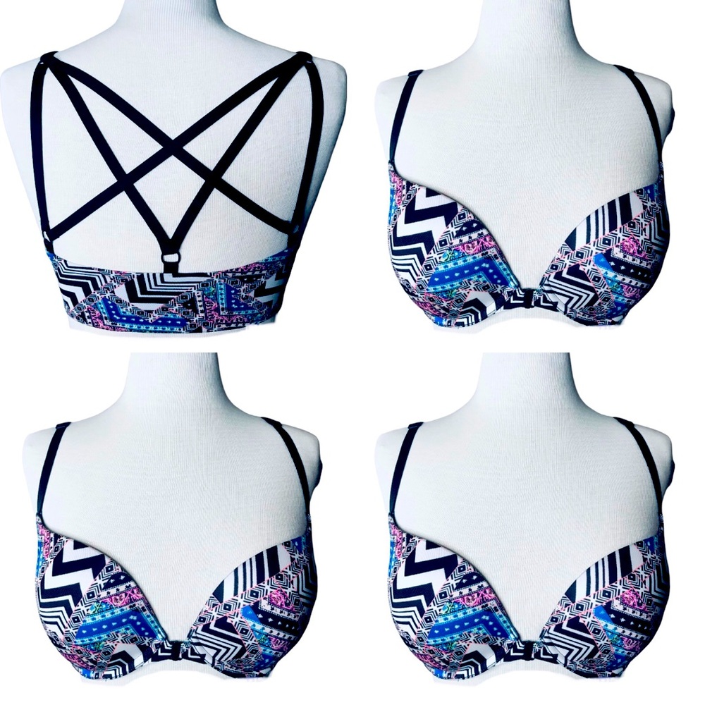 Victorias Secret Very Sexy Push-up cross back plunge bra front close 32DD - Picture 3 of 9